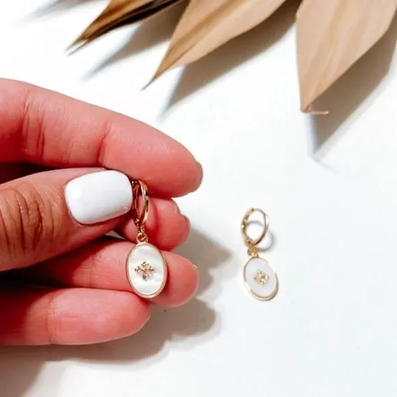 Geo dangle hoop earrings #814 - Picture 3 of 4